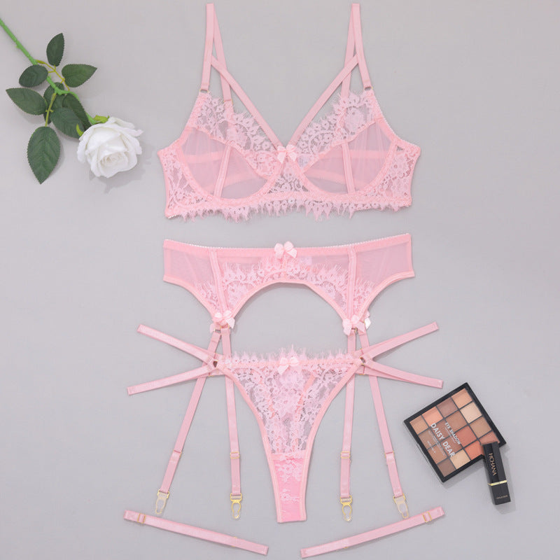 Women's Lace Temptation Perspective Eyelash Lace Strap Body Shaping Fun Underwear