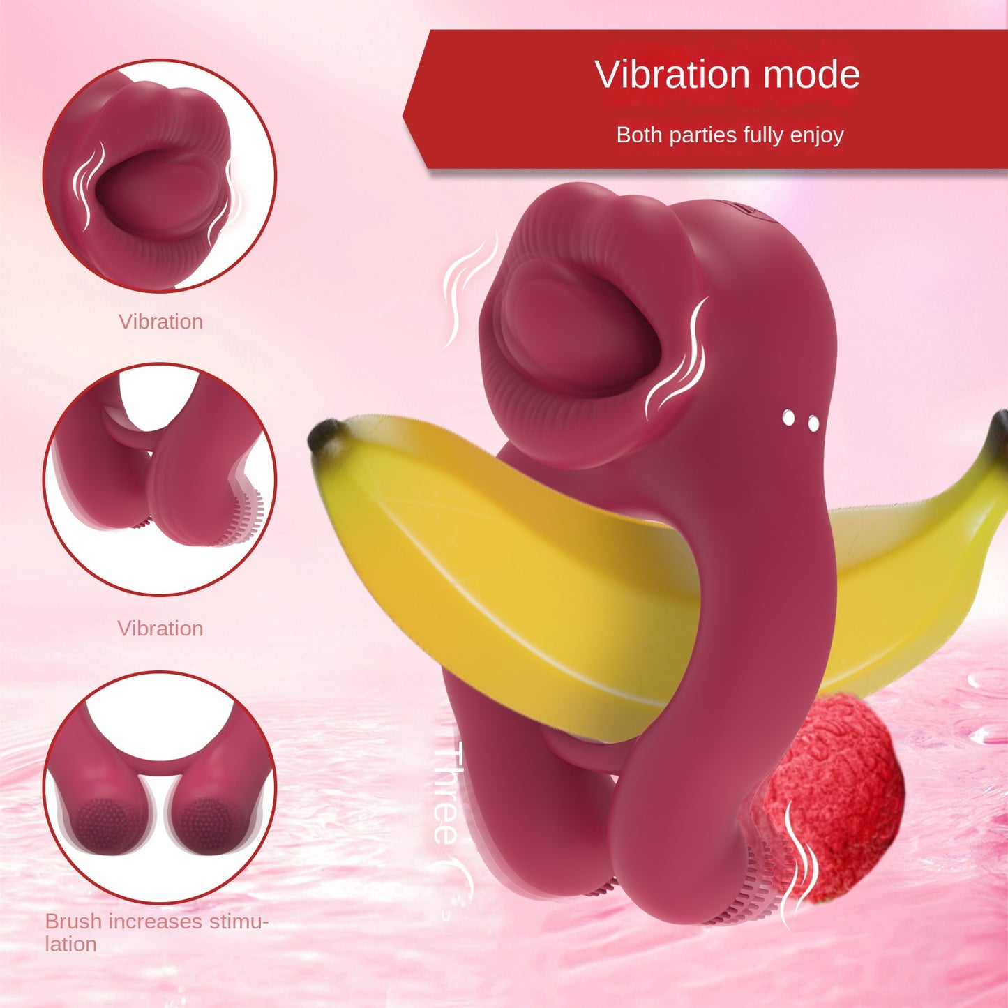 Three motor flirting couple sharing lock ring tongue vibration mini vibrator