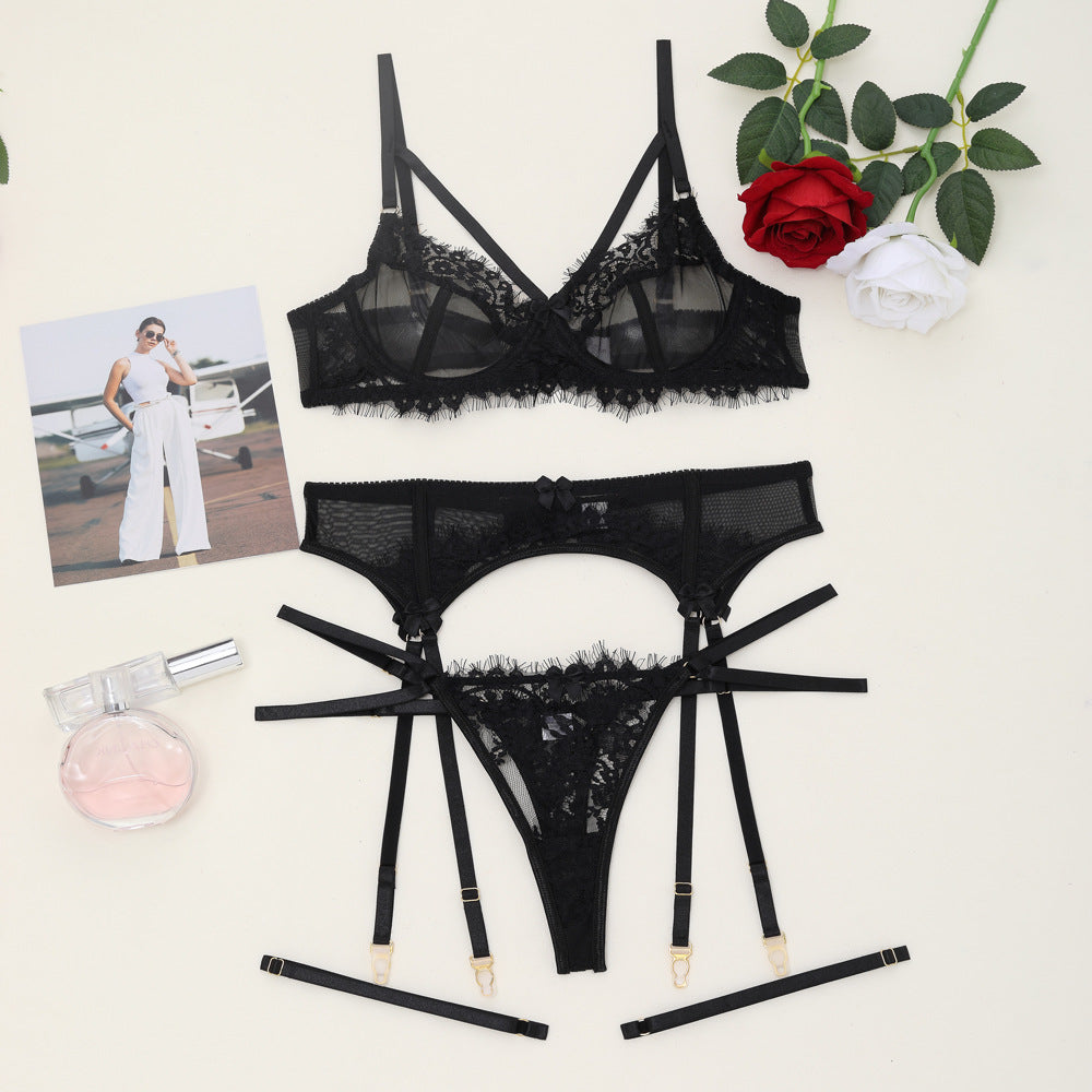 Women's Lace Temptation Perspective Eyelash Lace Strap Body Shaping Fun Underwear